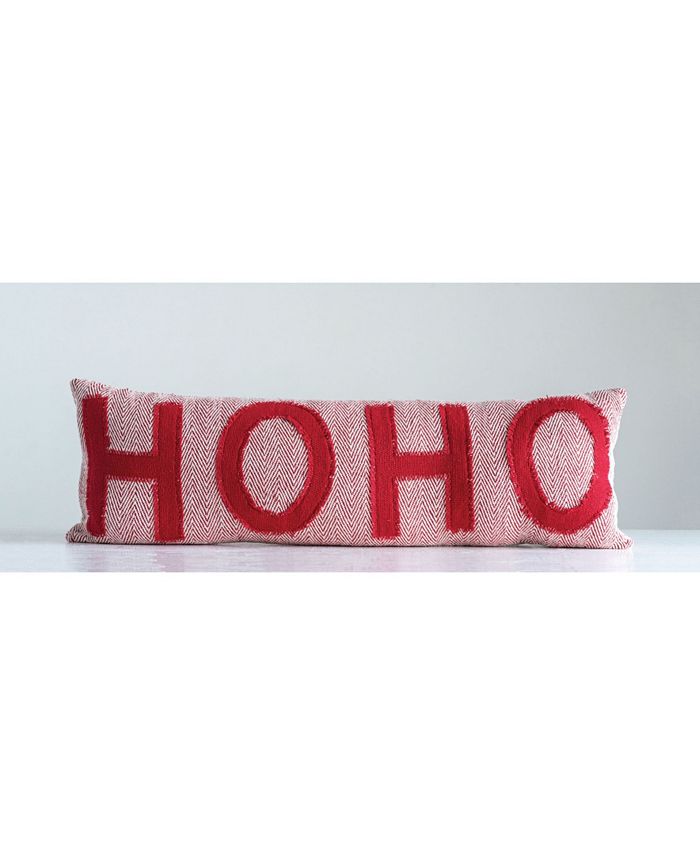 CREATIVE COOP INC 36" Cotton Woven Lumbar Pillow with Appliqued "Ho Ho