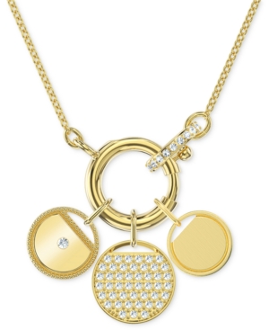 image of Swarovski Gold-Tone Crystal Removable Coin Charm Pendant Necklace, 17-5/8