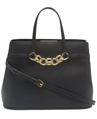 Calvin Klein Leather Evelyn Tote - Macy's