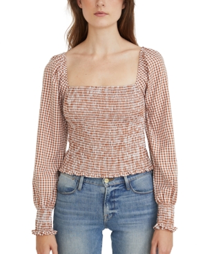image of Lucy Paris Gingham-Print Smocked Top