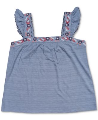 Style & Co - Embroidered Flutter-Strap Tank Top