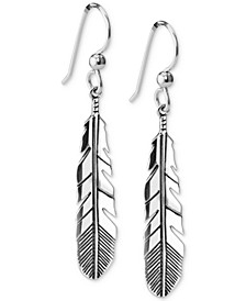 Feather Drop Earrings in Sterling Silver