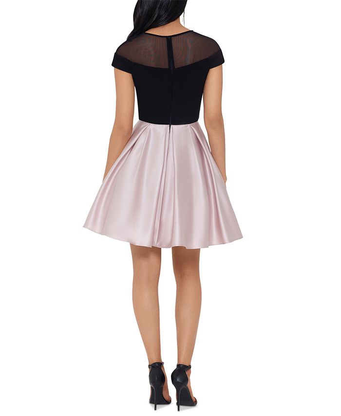 betsy & adam colorblocked popover halter dress