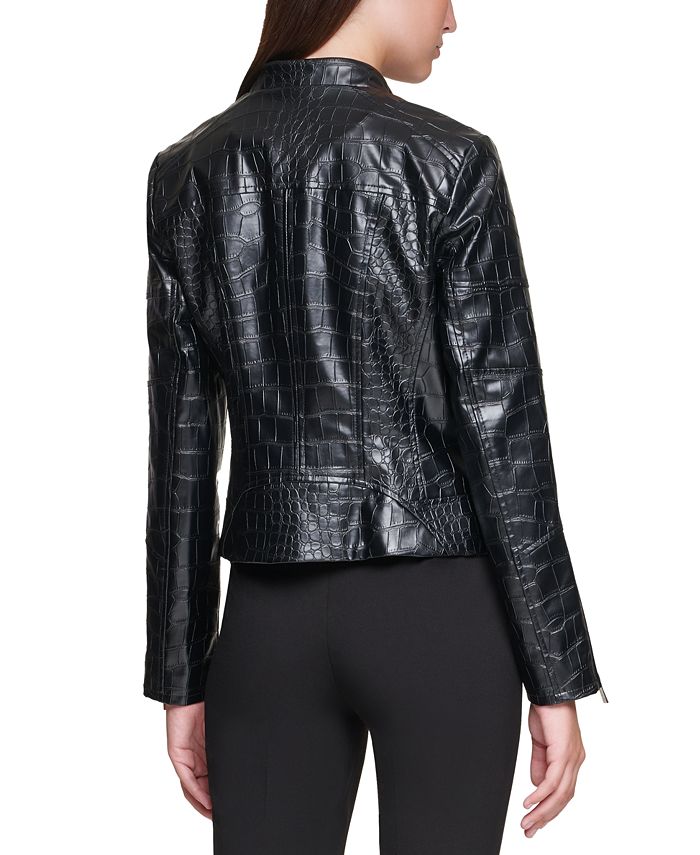 Calvin Klein Zip-Up Moto Jacket - Macy's