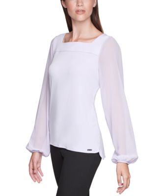 Calvin Klein - Chiffon Long-Sleeve Top