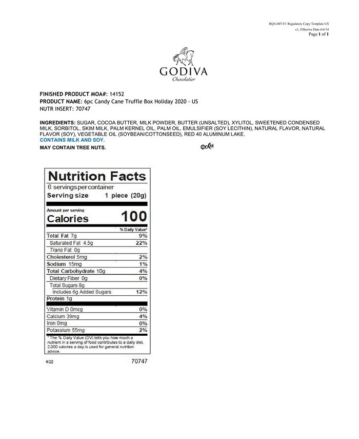 Godiva Holiday Candy Cane Truffle Flight Gift Box, 6 Piece Macy's