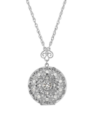 image of 2028 Silver-Tone Round Crystal Locket 30