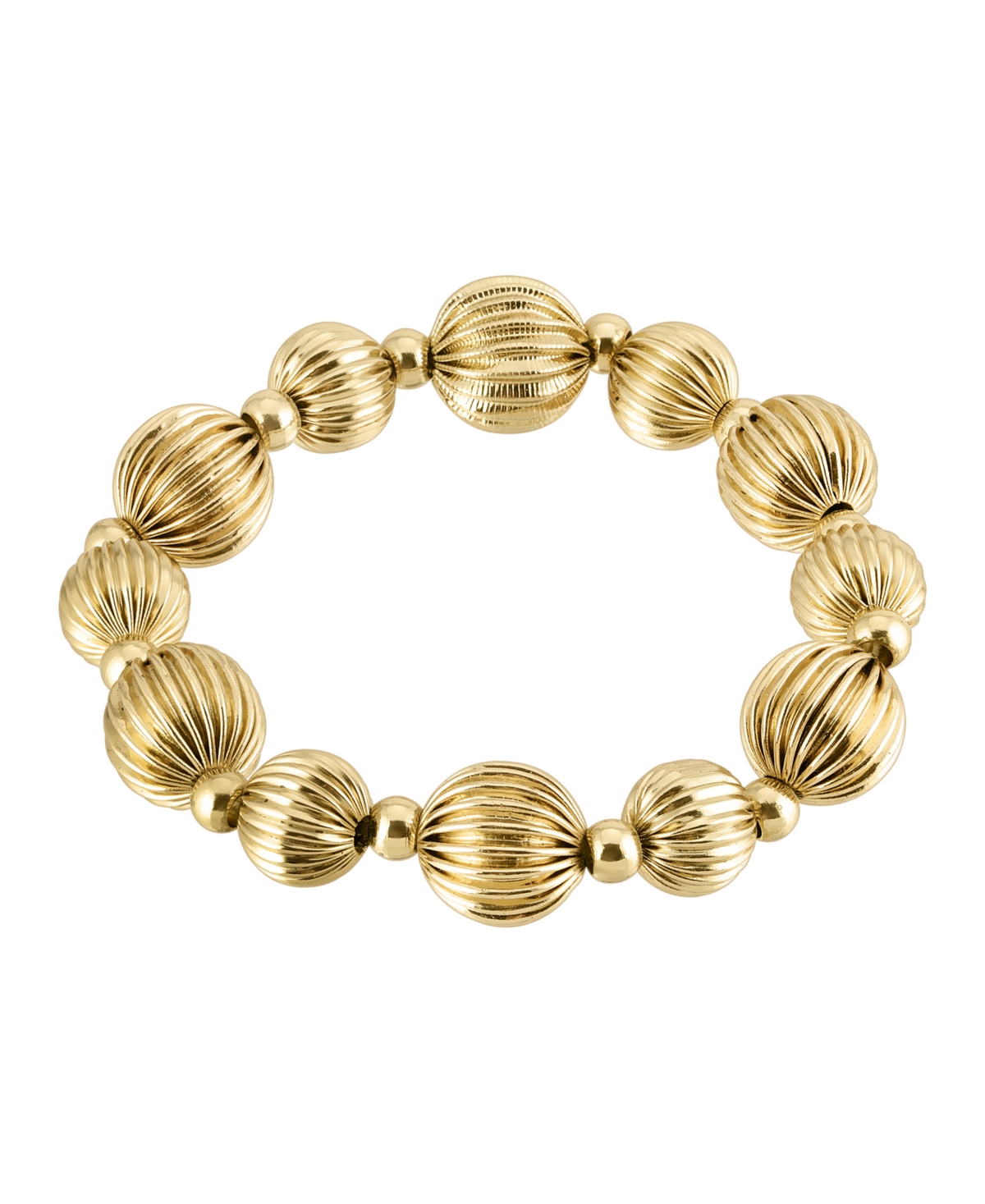 2028 Gold-tone Round Beaded Stretch Bracelet In Yellow