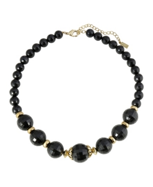 image of 2028 Gold-Tone Black Beaded Strandge 16
