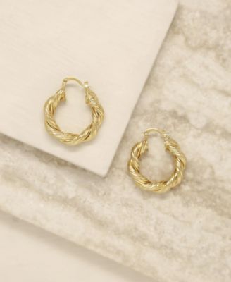 18K Gold Modern Day Twist Women's Hoop Earrings