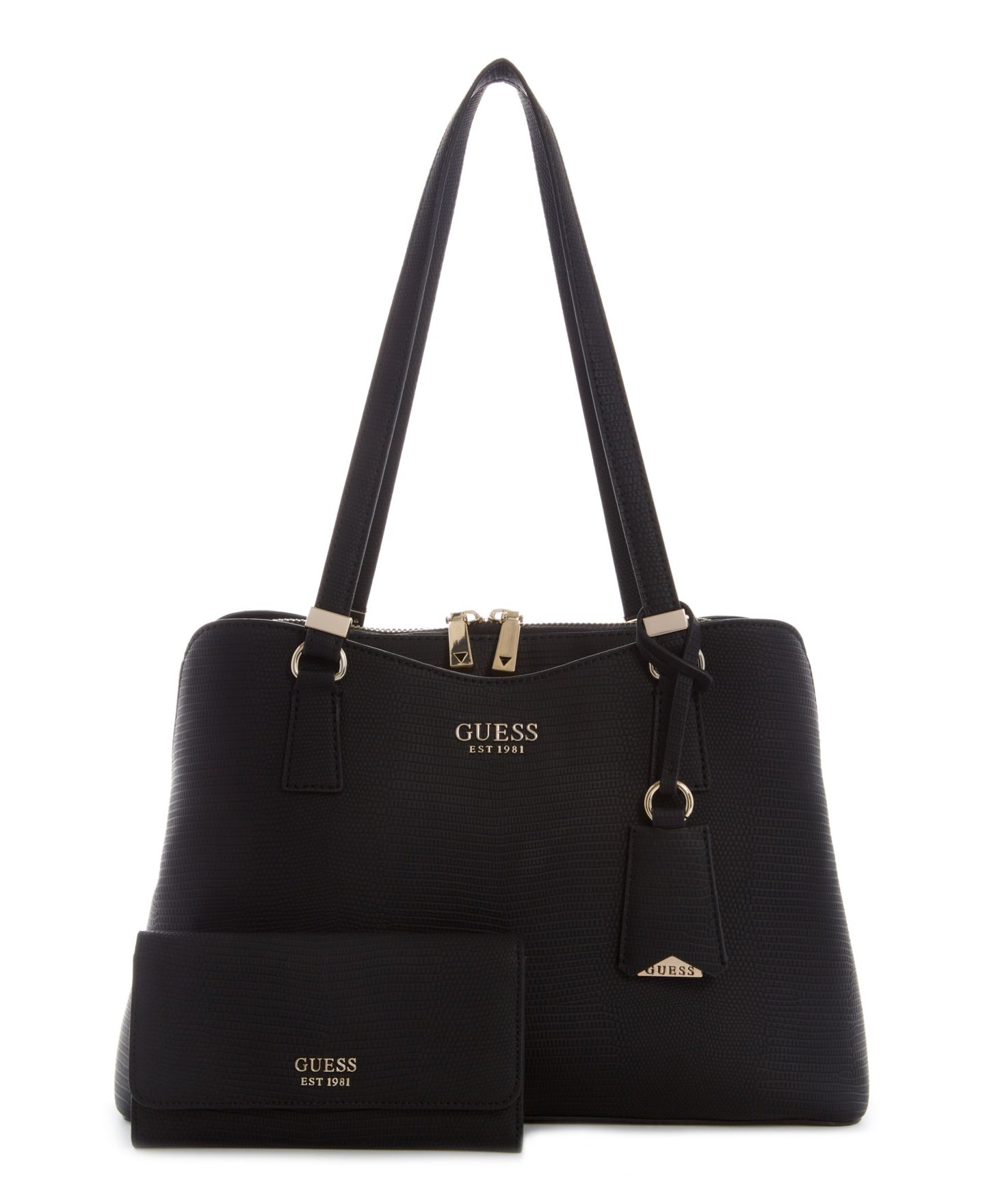 Женская сумка GUESS Lyndi Large Girlfriend Satchel, цвет: Чёрный — фото 4
