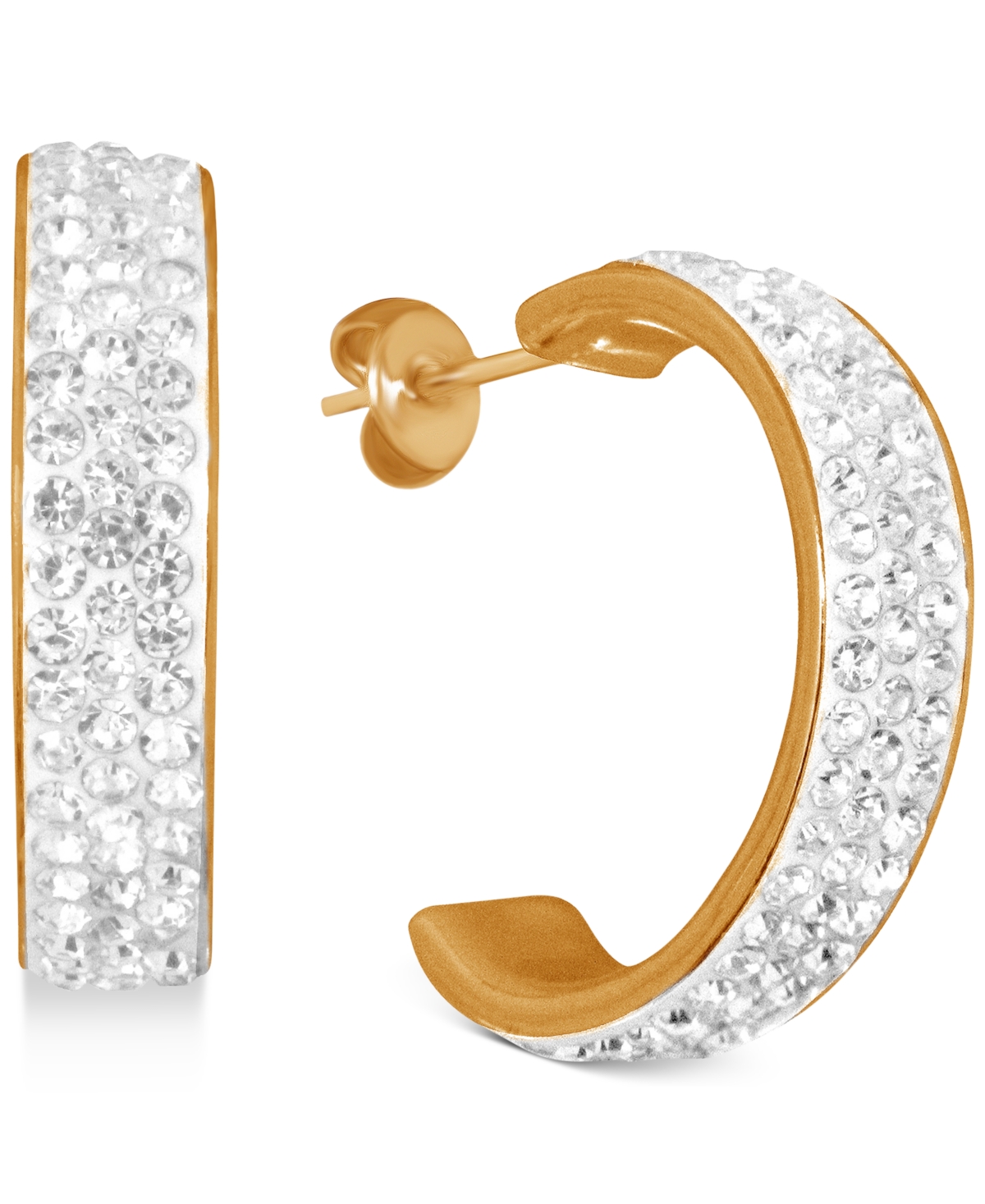 Crystal C-Hoop Earrings in Silver-Plate, Rose Gold Plate or Gold Plate - Rose Gold