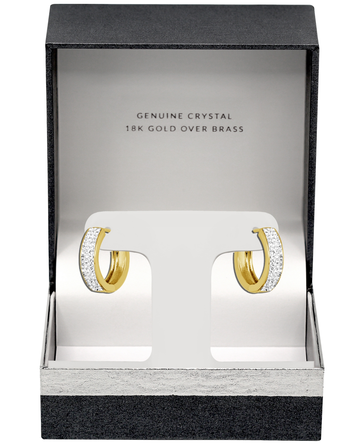 And Now This Crystal Pave Small Huggie Hoop Earrings Plate, - Gold