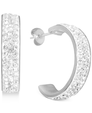 image of Essentials Crystal C-Hoop Earrings in Fine Silver-Plate