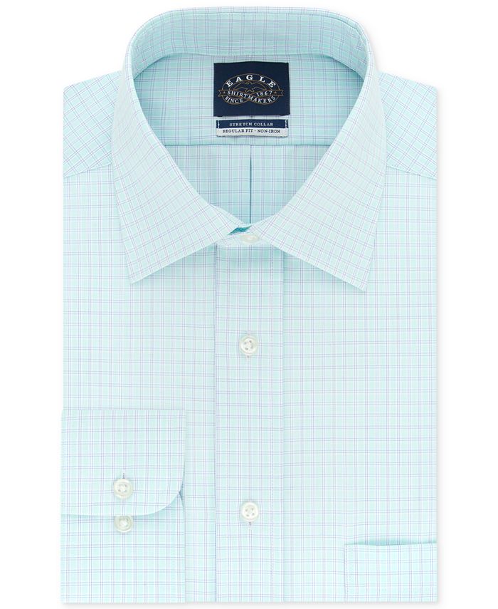 Eagle Men's Classic/RegularFit NonIron Check Stretch Collar Dress