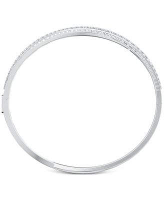 Silver-Tone Pav&eacute; Twisted Double-Row Bangle Bracelet