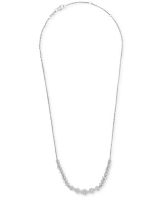 Diamond Graduated Cluster Statement Necklace  (2 ct. t.w.) in 14k White Gold or 14k Yellow Gold, 17" + 2" extender