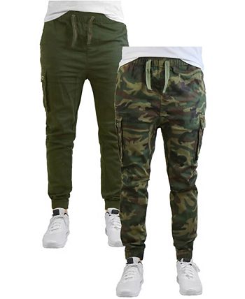 Galaxy By Harvic Men's Cotton Stretch Twill Cargo Joggers, Pack of 2 ...