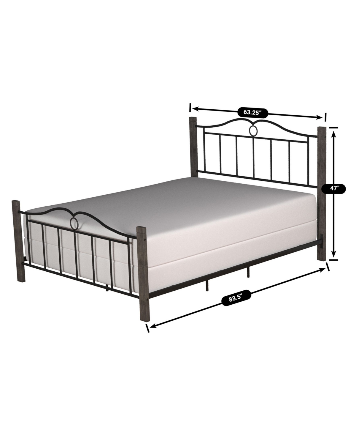 Hillsdale Dumont Arched Metal and Wood Bed