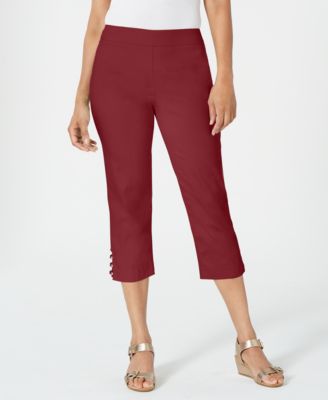 JM Collection - Pull-On Lattice-Inset Capri Pants