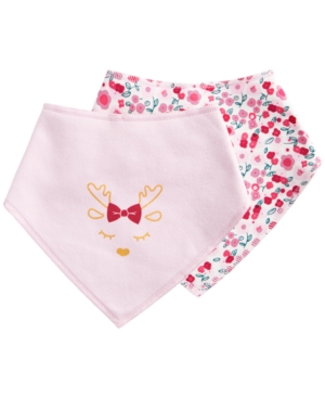 image of First Impressions Baby Girls 2-Pc. Reindeer Bandana Bib Set, Created for Macy-s