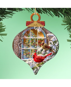 Designocracy by Dona Gelsinger Winter House Cardinals Ornament Set of 2