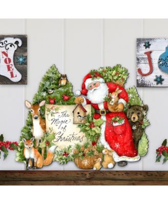 by Susan Winget Woodland Playing Santa Wall and Door Decor
