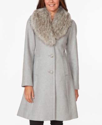 kate spade grey coat with fur