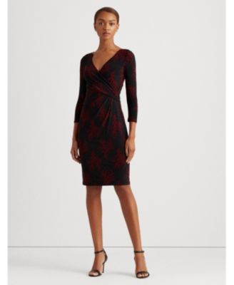 lauren ralph lauren floral surplice jersey dress