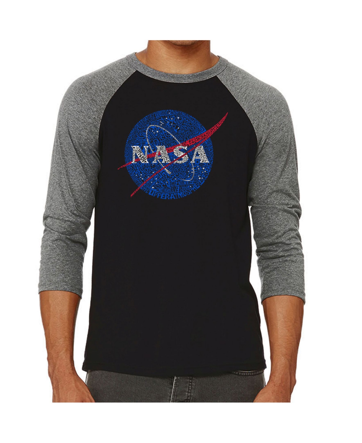 La Pop Art Nasa Men's Raglan Word Art T-shirt