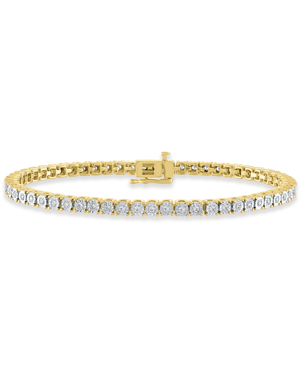 Женские платья Macy's Diamond Tennis Bracelet (1 ct. t.w.) in Sterling Silver, 14k Gold-Plated Sterling Silver or 14k Rose Gold-Plated Sterling Silver — фото 2