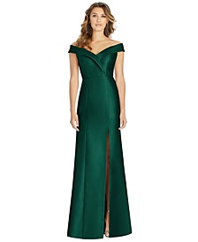 Off-The-Shoulder Satin Gown