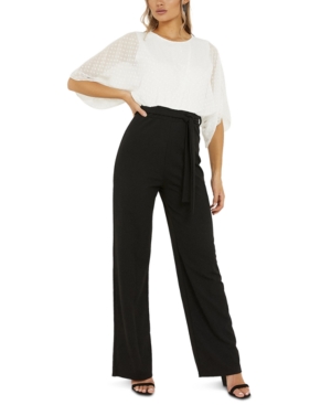 image of Quiz Two-Tone Sheer Sleeve Jumpsuit