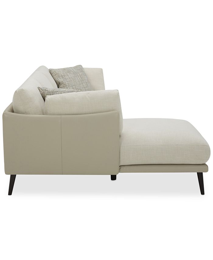 Furniture CLOSEOUT! Marleese 2Pc. Fabric and Leather Sofa with Chaise