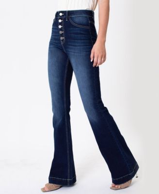 high rise button fly flare jeans