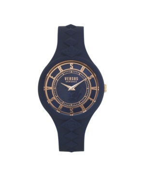 image of Versus by Versace Women-s Fire Island Studs Blue Silicone Strap Watch 39mm