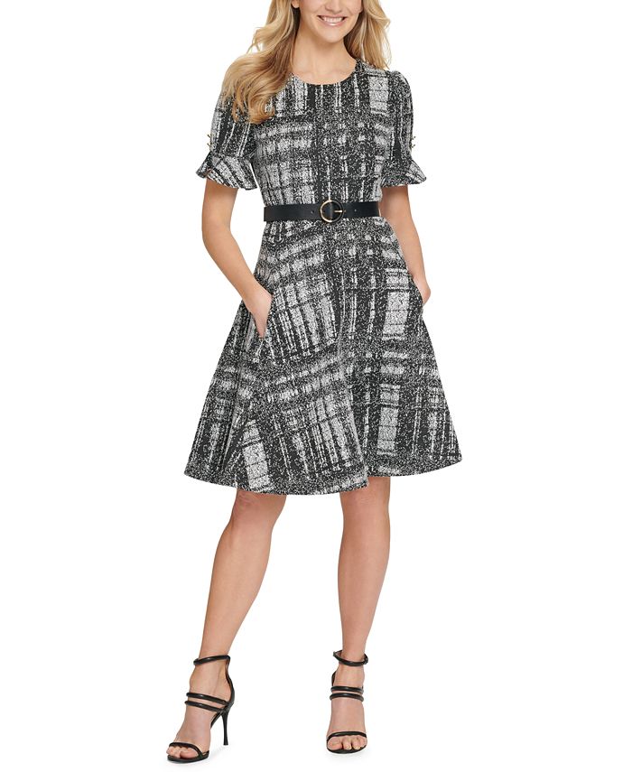 DKNY Printed Fit & Flare Dress Macy's