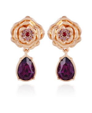 image of T Tahari Women-s Fashionable Florals Clip on Drop Earring