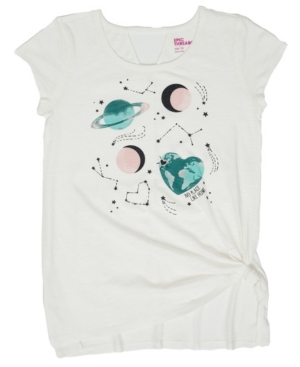 image of Epic Threads Big Girls Short Sleeve Knotted Front Galaxy Graphic Tee