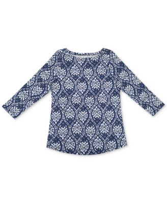 Charter Club - Printed 3/4-Sleeve Supima Cotton Top