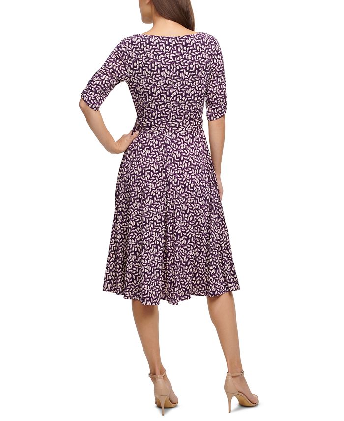 Jessica Howard Ruched-Sleeve Fit & Flare Dress - Macy's