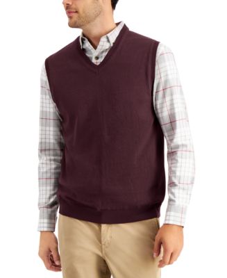 Club Room Men's Solid V-Neck Sweater Vest, Created for Macy's & Reviews ...