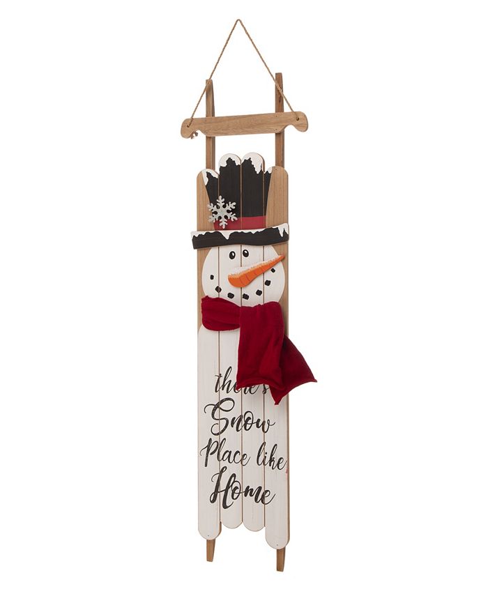 Glitzhome Wooden Christmas Snowman Porch Sign - Macy's