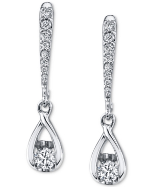 image of Diamond Teardrop Linear Drop Earrings (1/3 ct. t.w.) in 14k White Gold