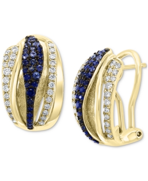 image of Effy Sapphire (1/2 ct. t.w.) & Diamond (3/8 ct. t.w.) Statement Earrings in 14k Gold