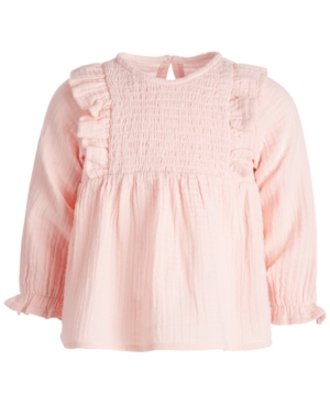 image of First Impressions Baby Girls Smocked Cotton Top, Created for Macy-s