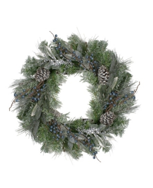 Northlight Unlit Mixed Pine And Blueberries Artificial Christmas Wreath In Green