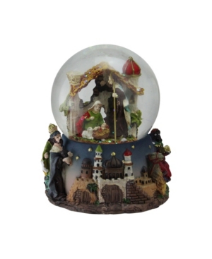 Northlight Nativity Manger Scene Religious Musical Christmas Snow Globe In Brown