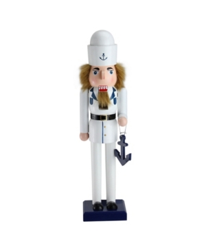 Northlight Sailor With Anchor Wooden Christmas Nutcracker In White