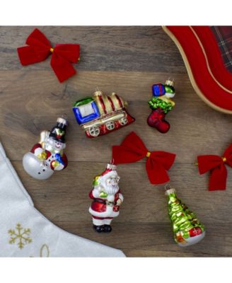 Count Festive Holiday Santa and Snowman Figurine Glass Ornaments